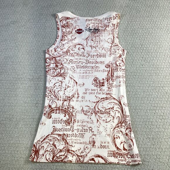 Harley-Davidson Rhinestone Tank Top Tattoo Print Large USA Made - Picture 2 of 5
